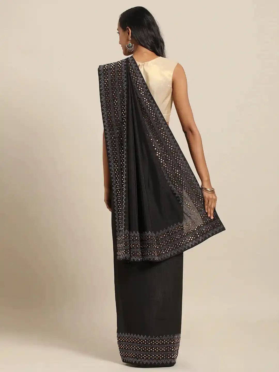 Buy Stylish Embellished Broder And Stones Work Silk Saree