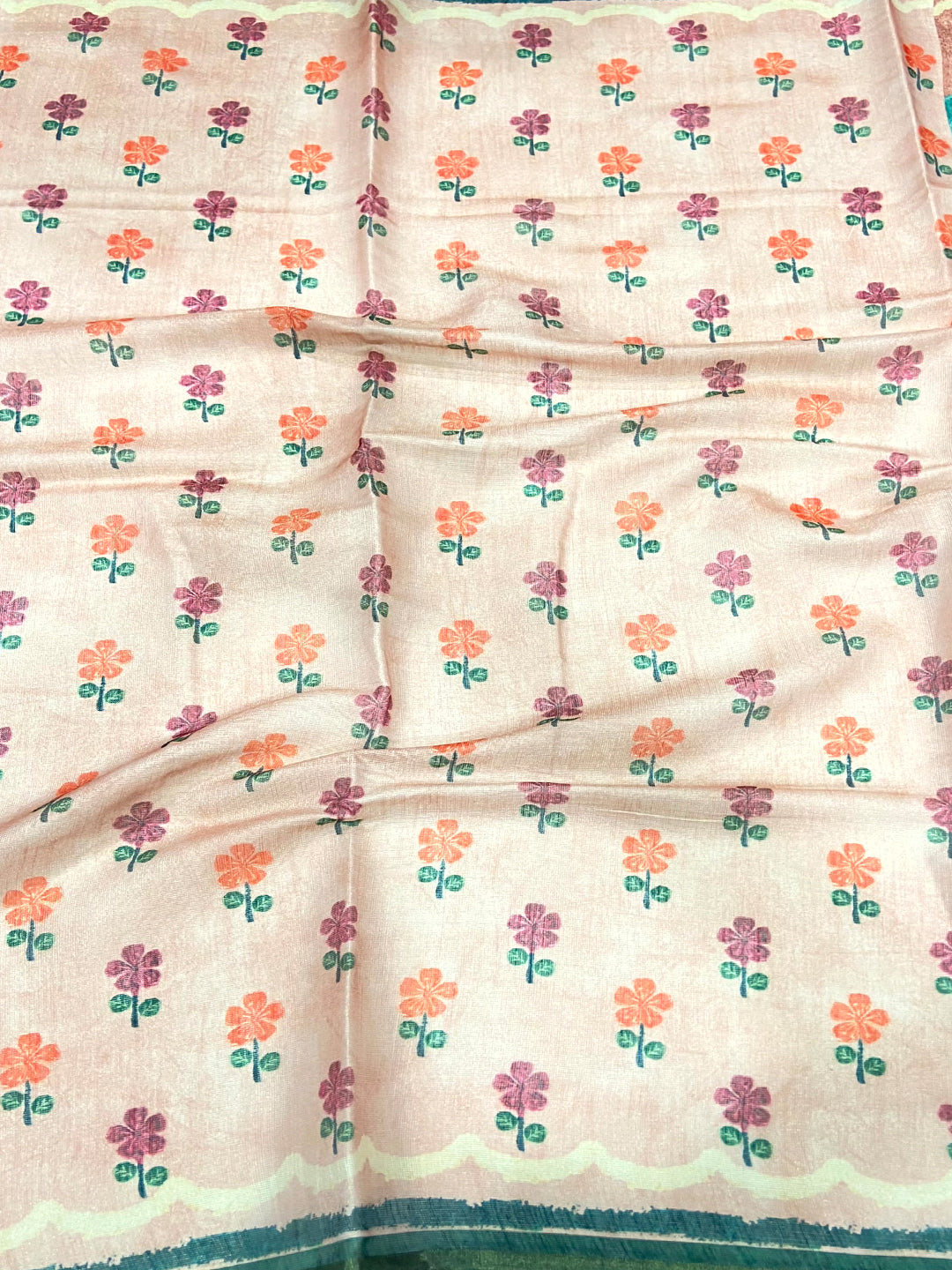 Rust Brown Folklore Tissue Chanderi Saree