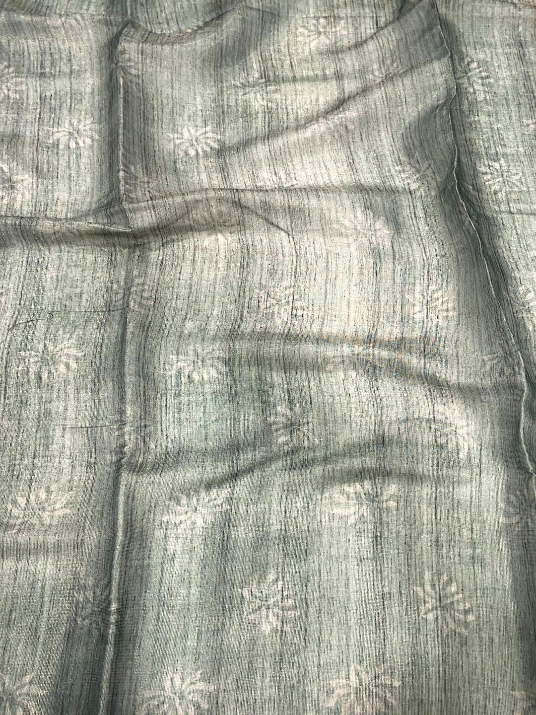 Sky Blue Tissue Chanderi Floral Abstract Saree