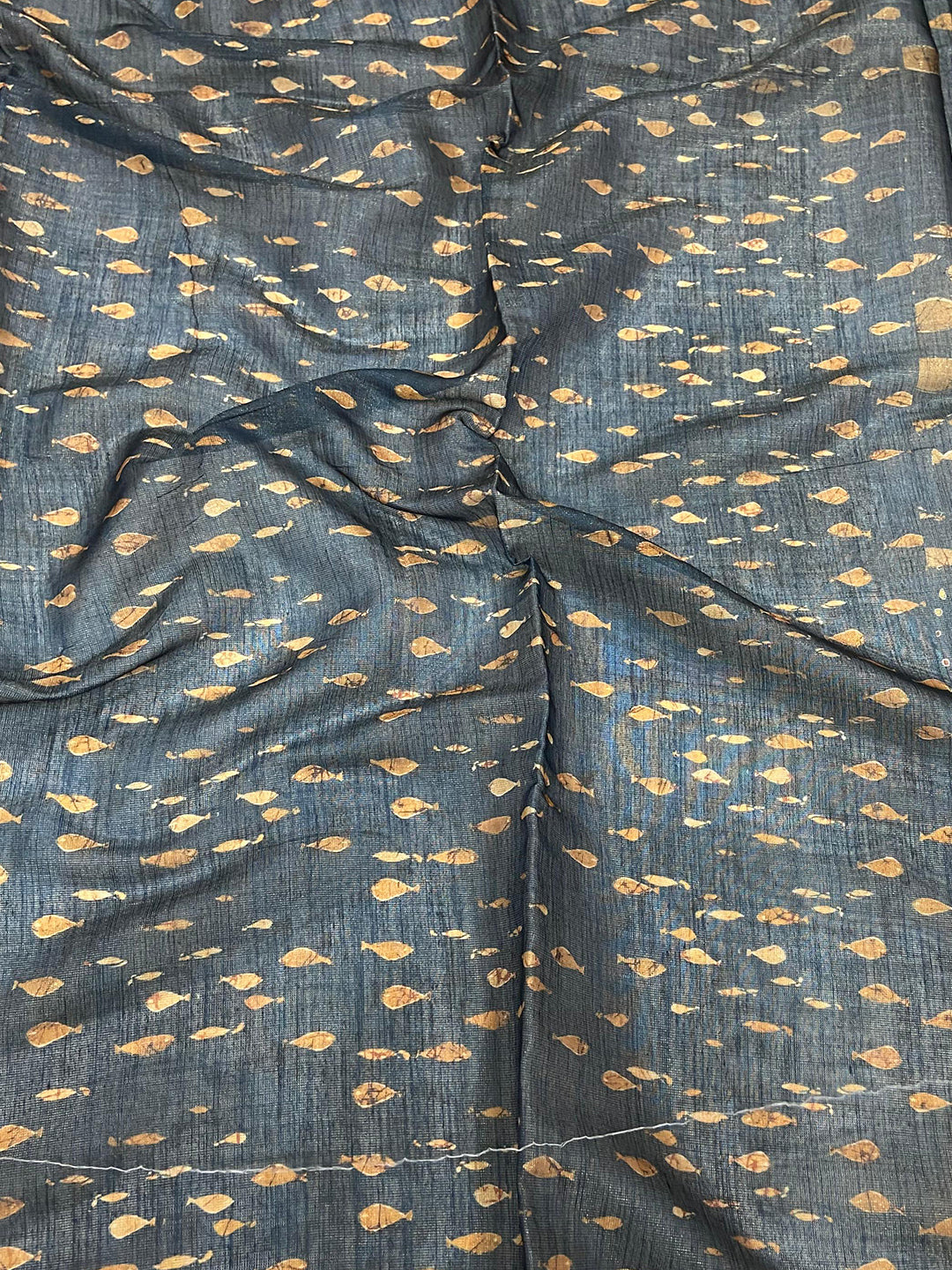 Navy Chanderi Floral Kalamkari Digital Print Saree