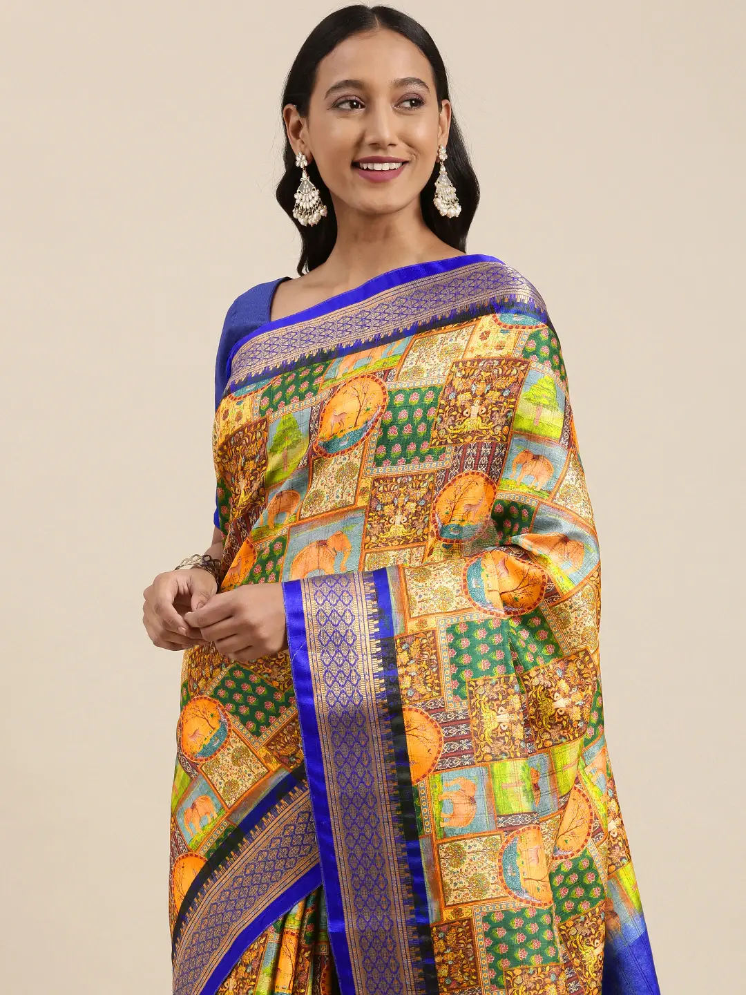 Latest Kalamkari Digital Print Uppada Silk Saree