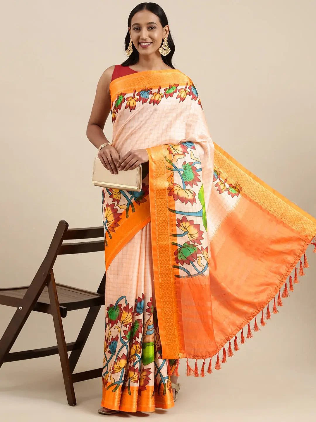 Latest Kalamkari Digital Print Uppada Silk Saree