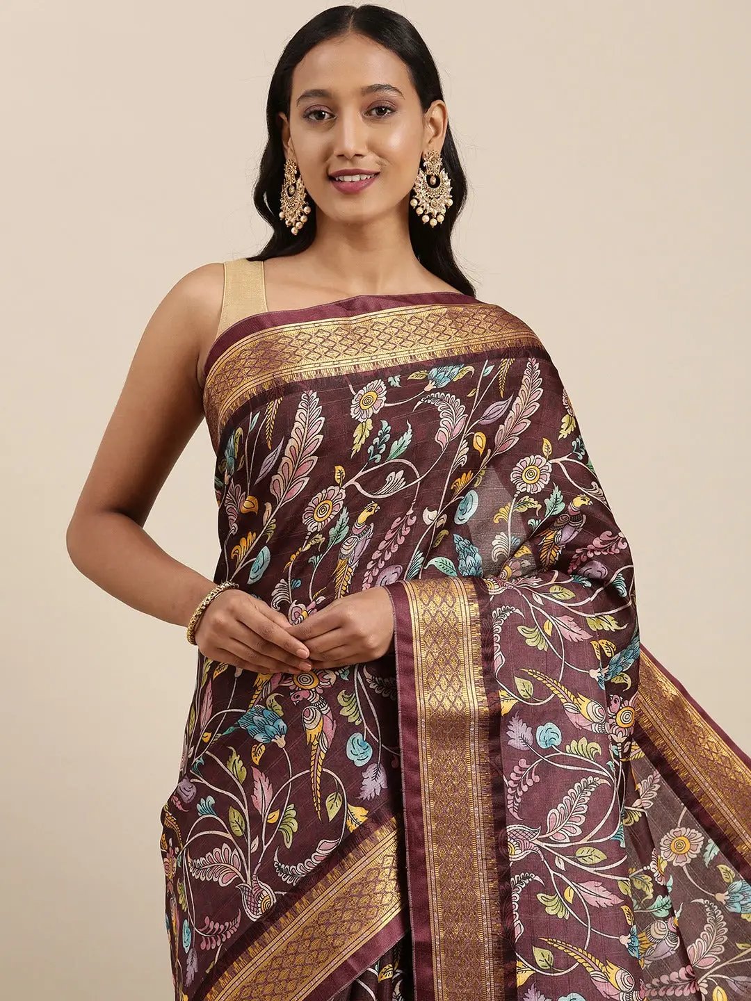Latest Kalamkari Digital Print Uppada Silk Saree