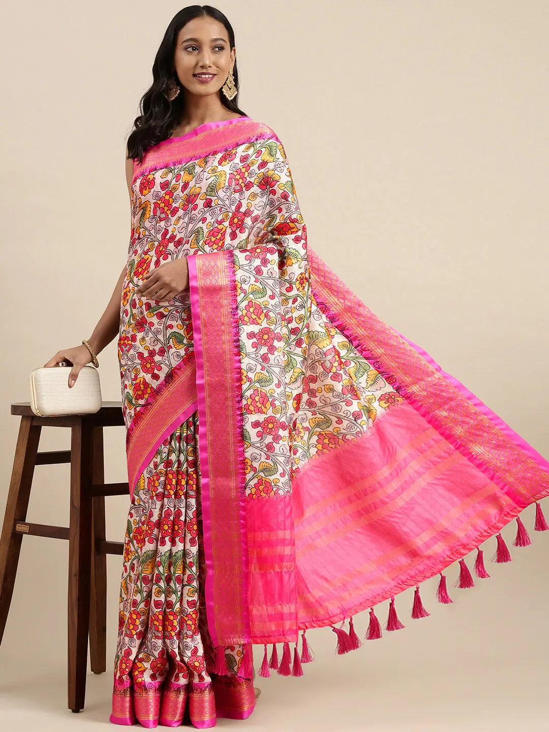 Latest Kalamkari Digital Print Uppada Silk Saree