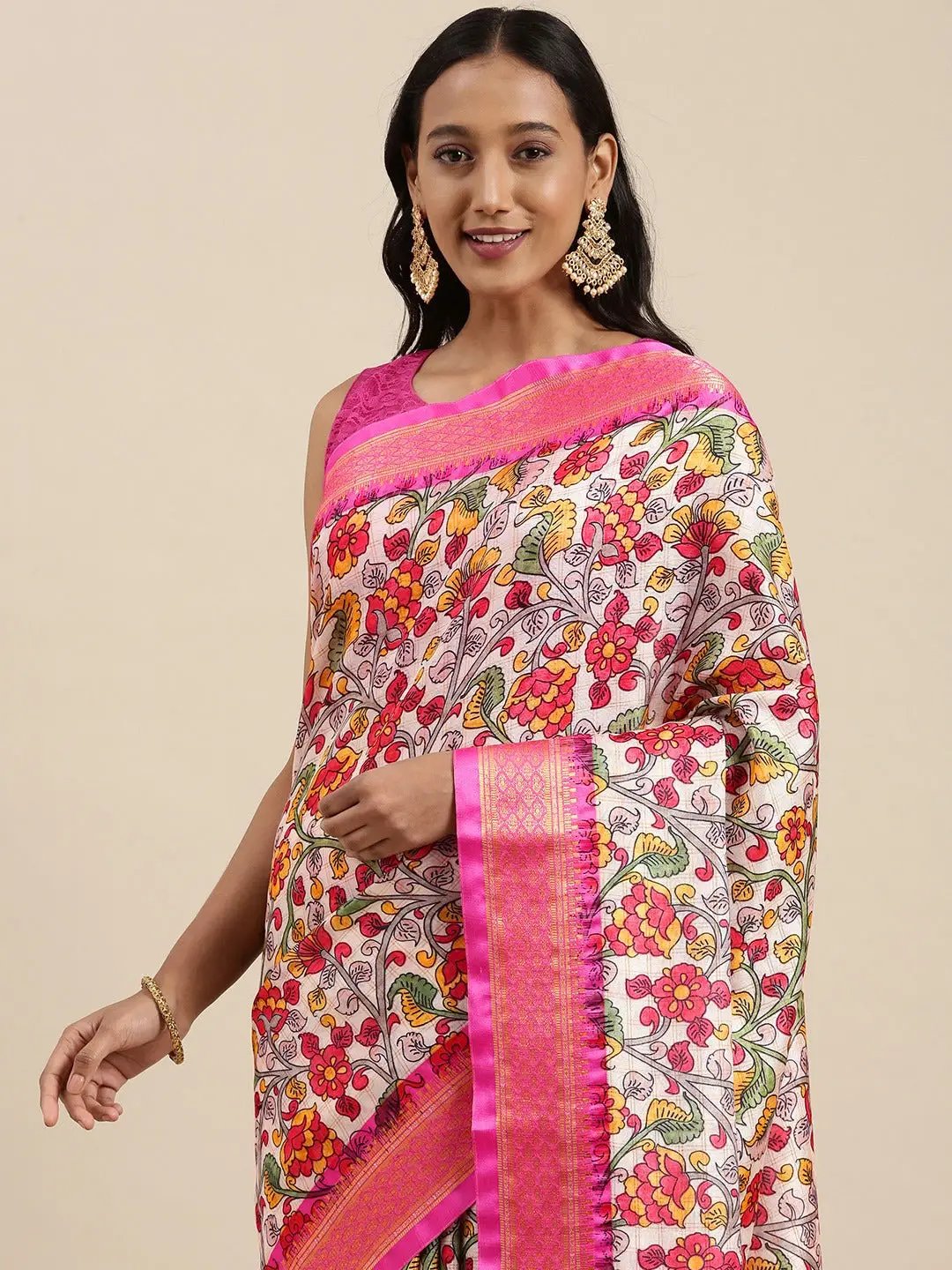 Latest Kalamkari Digital Print Uppada Silk Saree