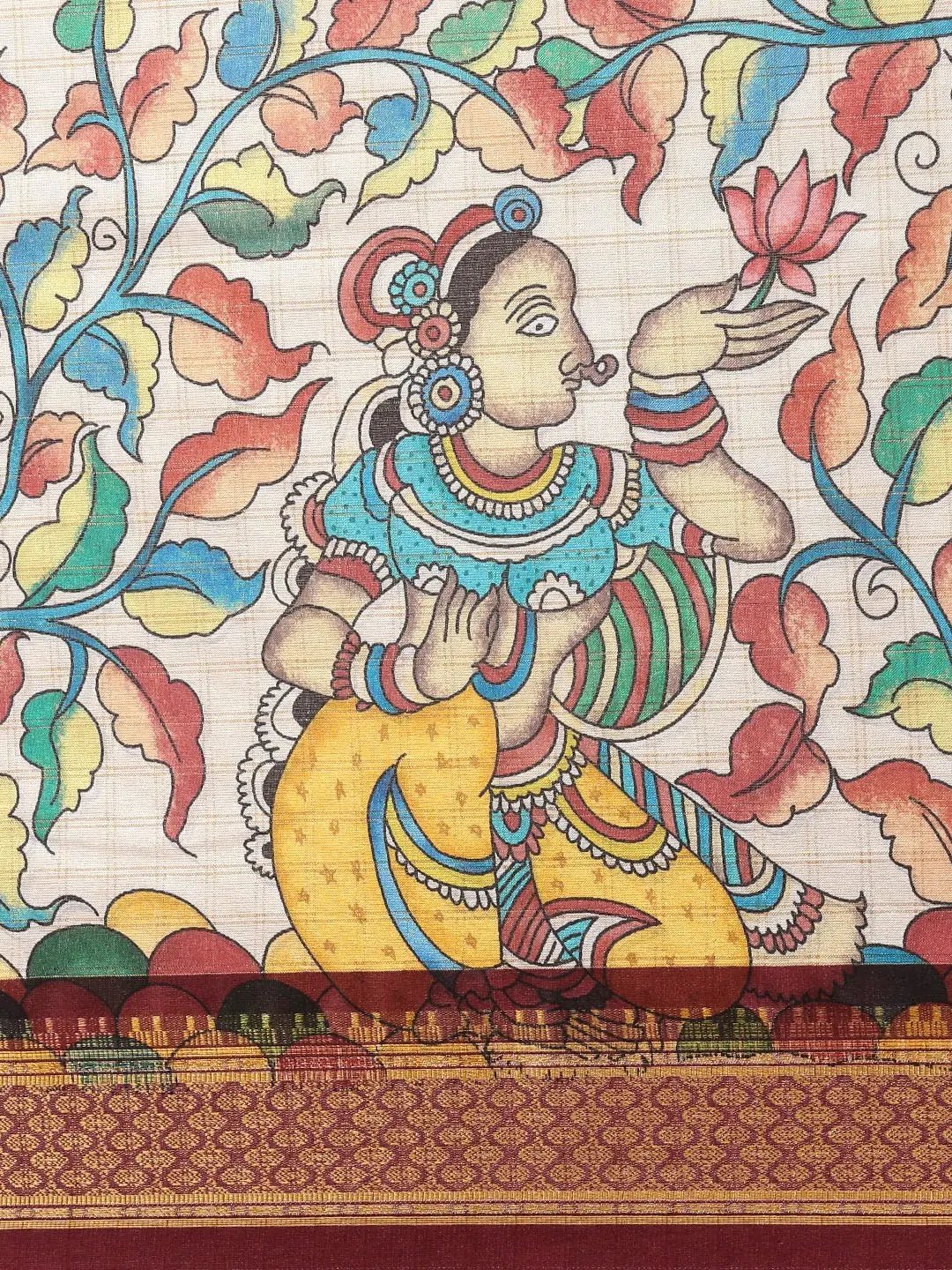 Latest Kalamkari Digital Print Uppada Silk Saree