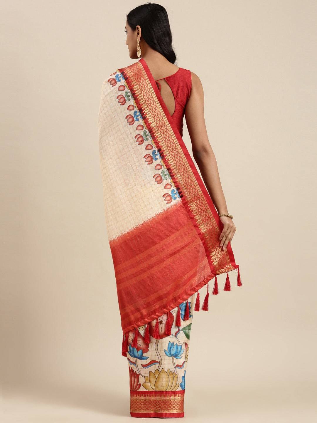 Latest Kalamkari Digital Print Uppada Silk Saree