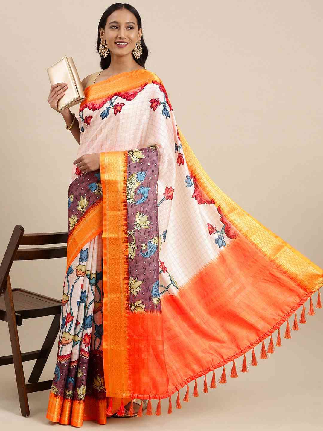 Kalamkari Digital Print Uppada Silk Saree