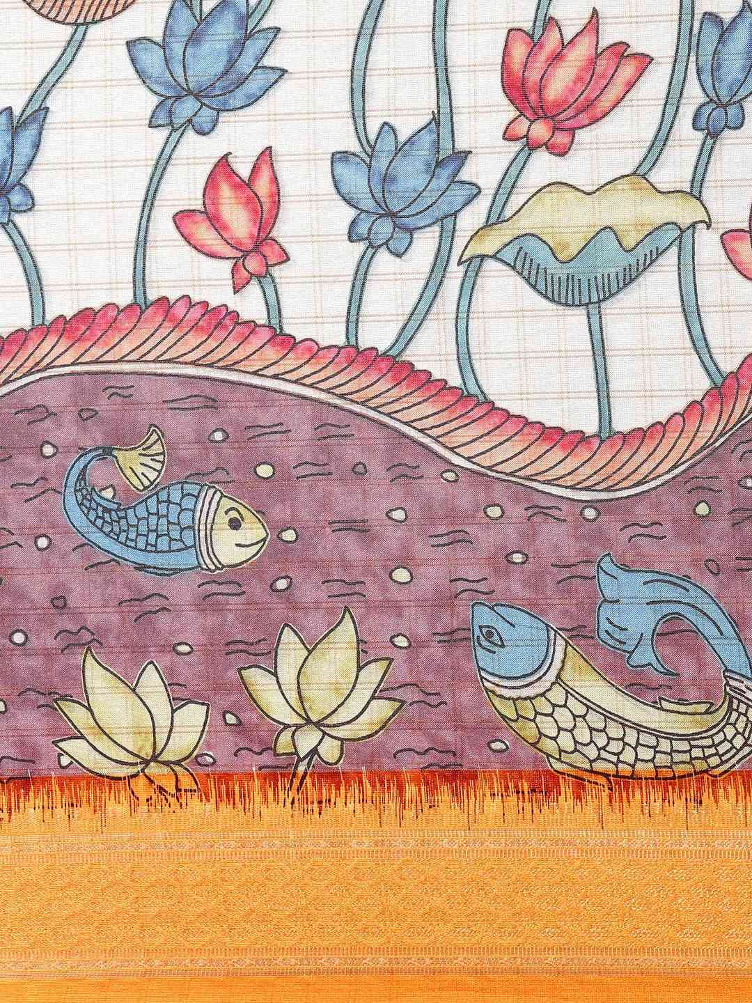 Kalamkari Digital Print Uppada Silk Saree