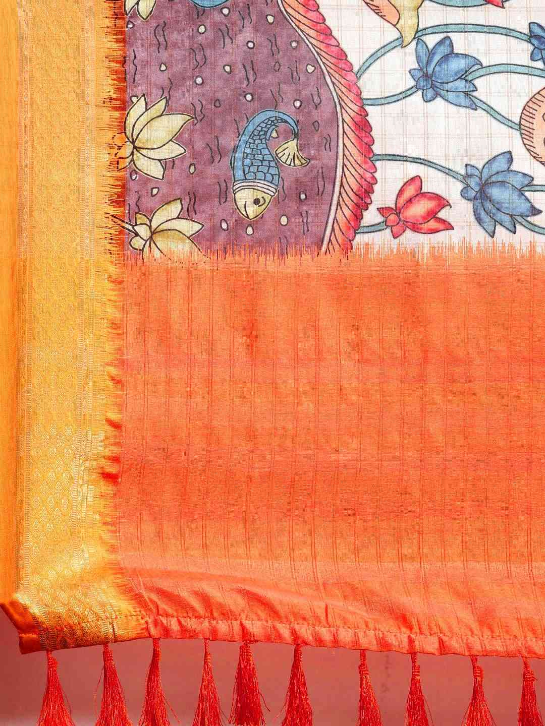 Kalamkari Digital Print Uppada Silk Saree