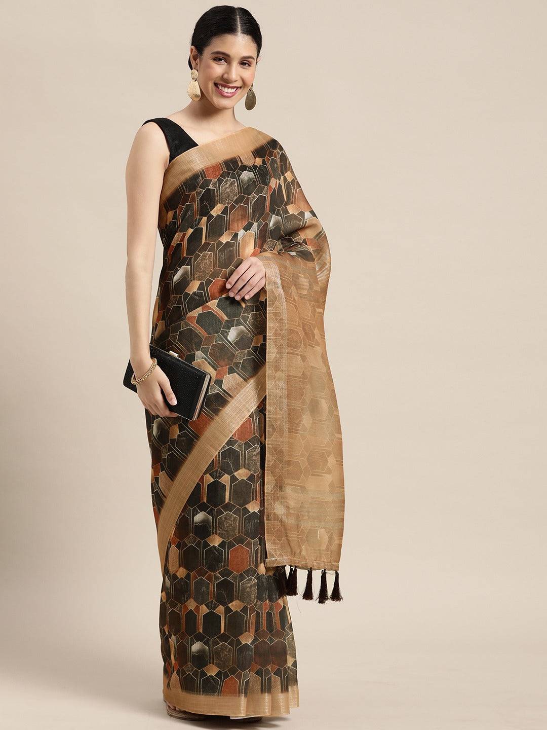 Soft Linen Digital Print Festive Wear Saree