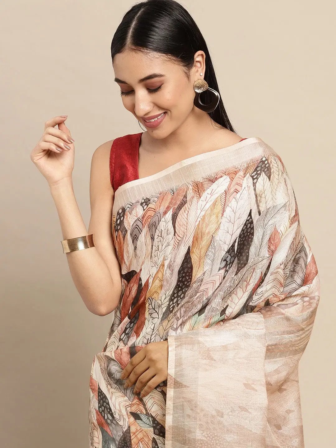 Soft Linen Digital Print Festive Wear Saree