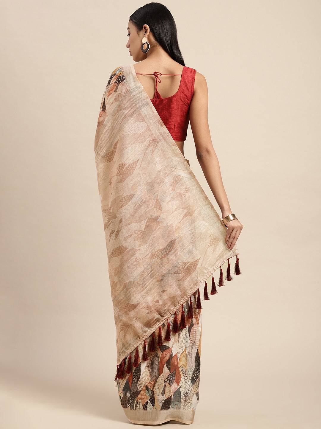 Soft Linen Digital Print Festive Wear Saree