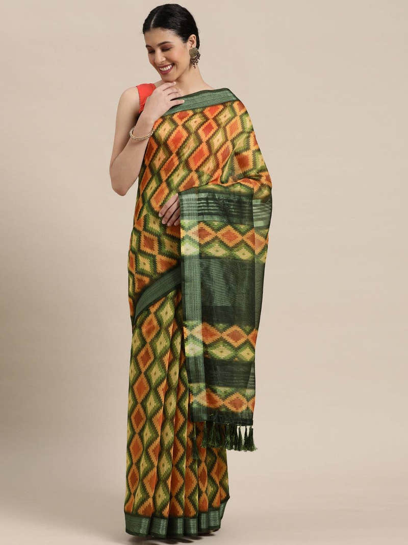 Exclusive Multi Colour Soft Linen Digital Print Saree