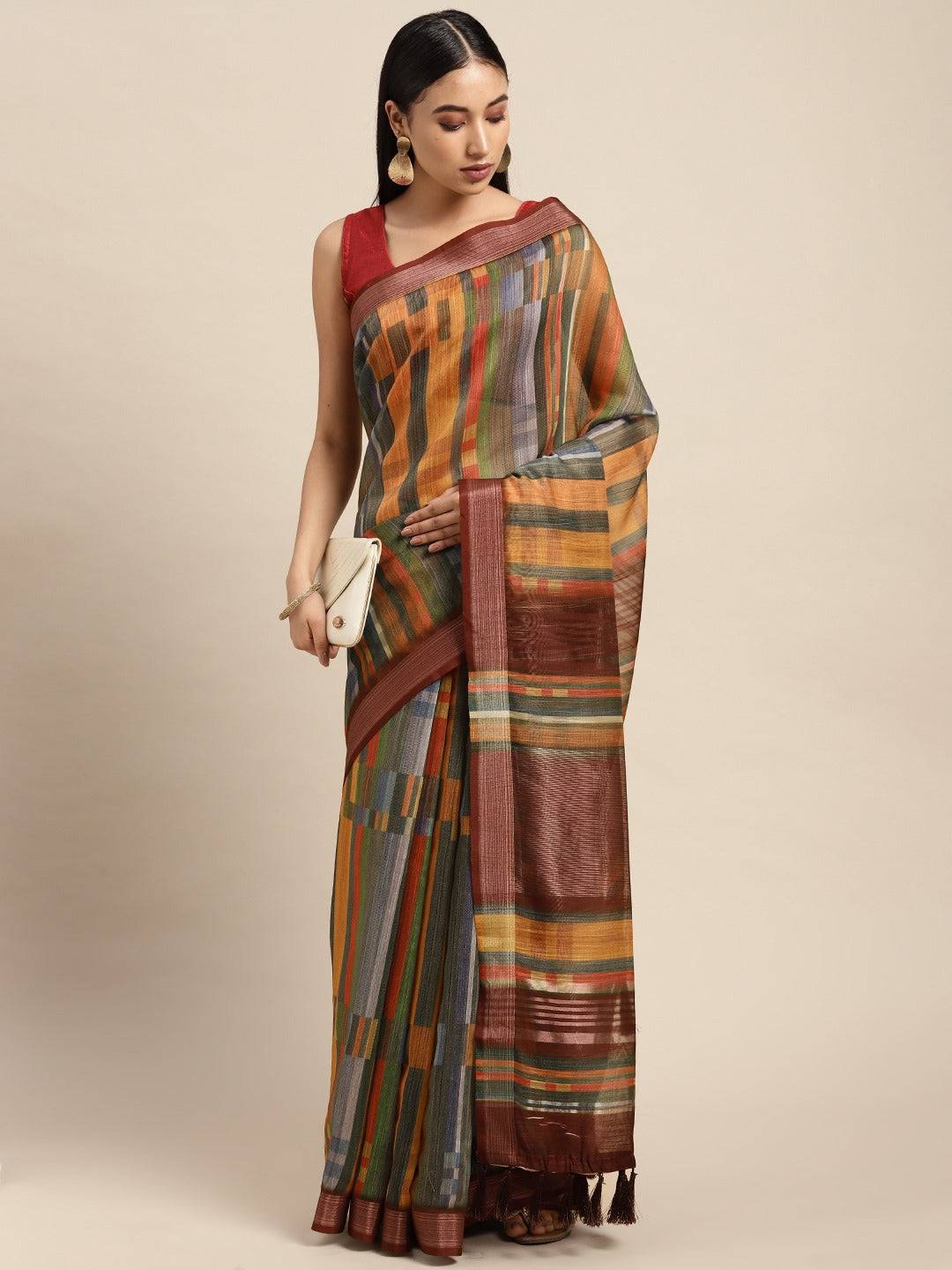 Soft Linen Digital Print Festive Wear Saree