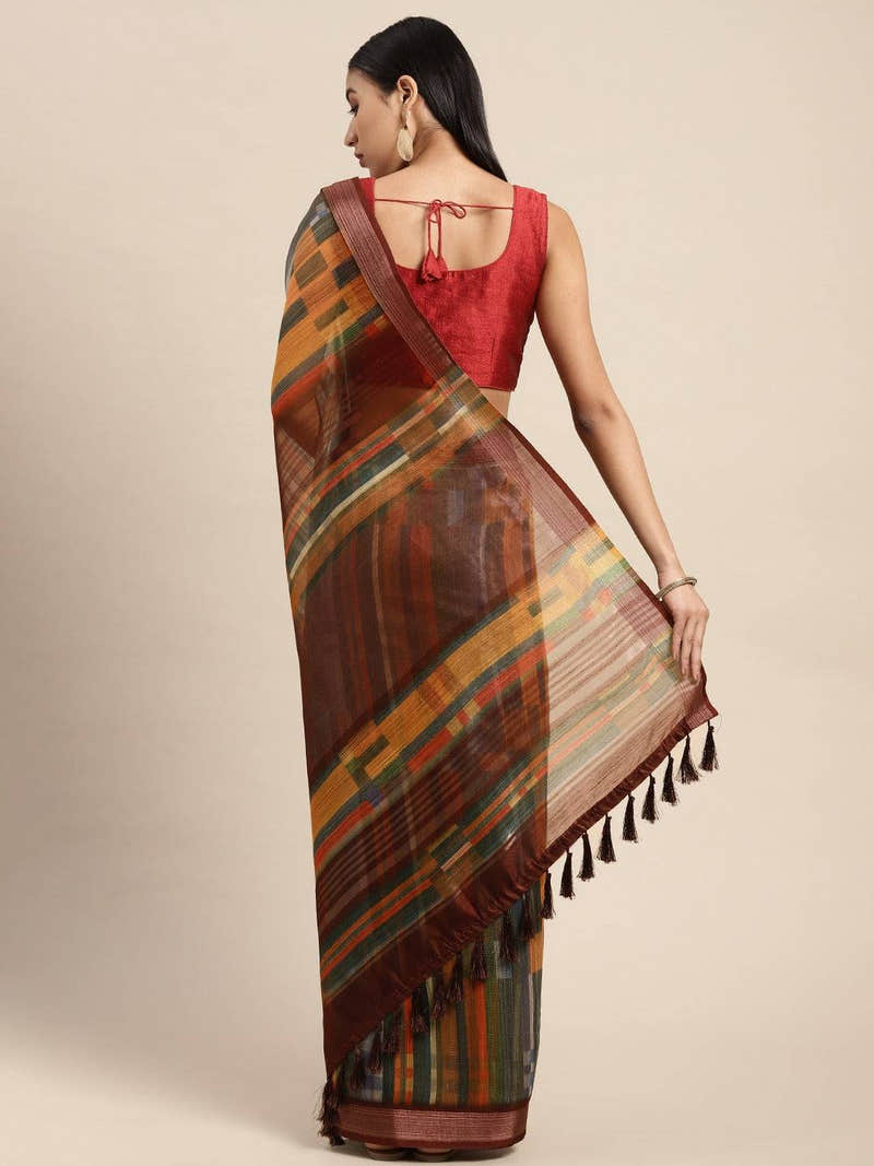 Exclusive Soft Linen Digital Print Festive Wear Saree