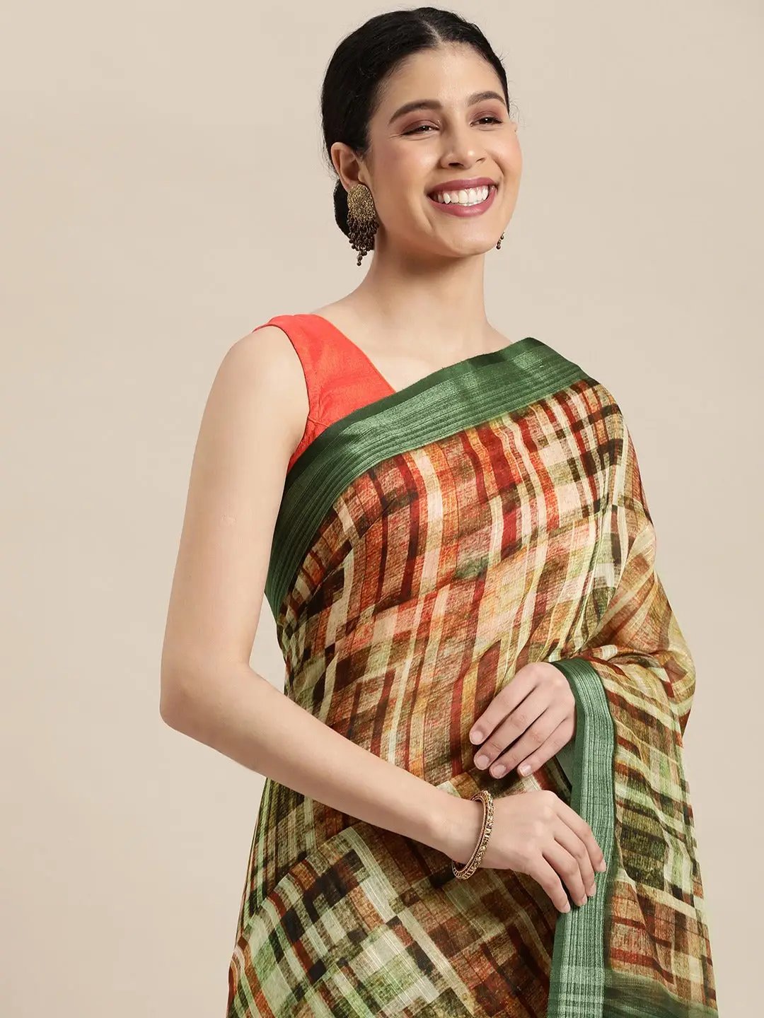 Soft Linen Digital Print Festive Wear Saree