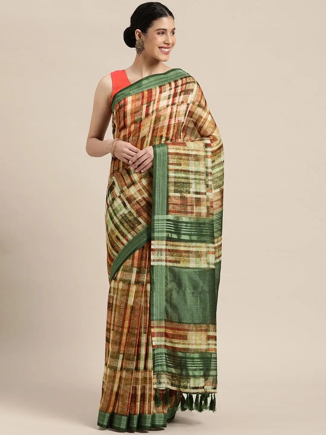 Soft Linen Digital Print Festive Wear Saree