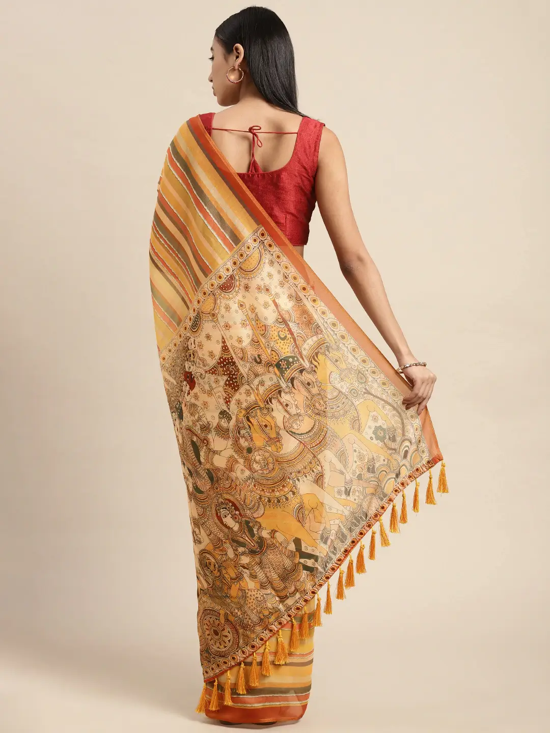 Soft Linen Kalamkari Digital Print Party Wear Saree