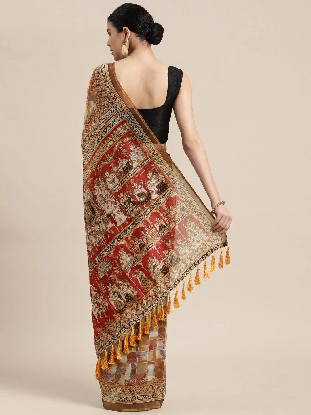 Soft Linen Kalamkari Digital Print Party Wear Saree