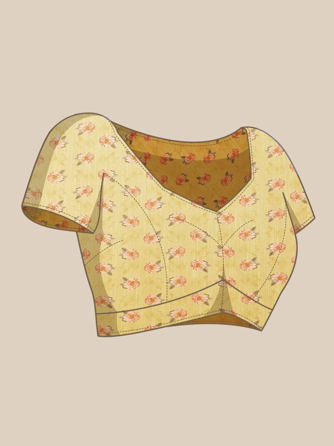 Digital Flower Print Desine Soft Linen Saree