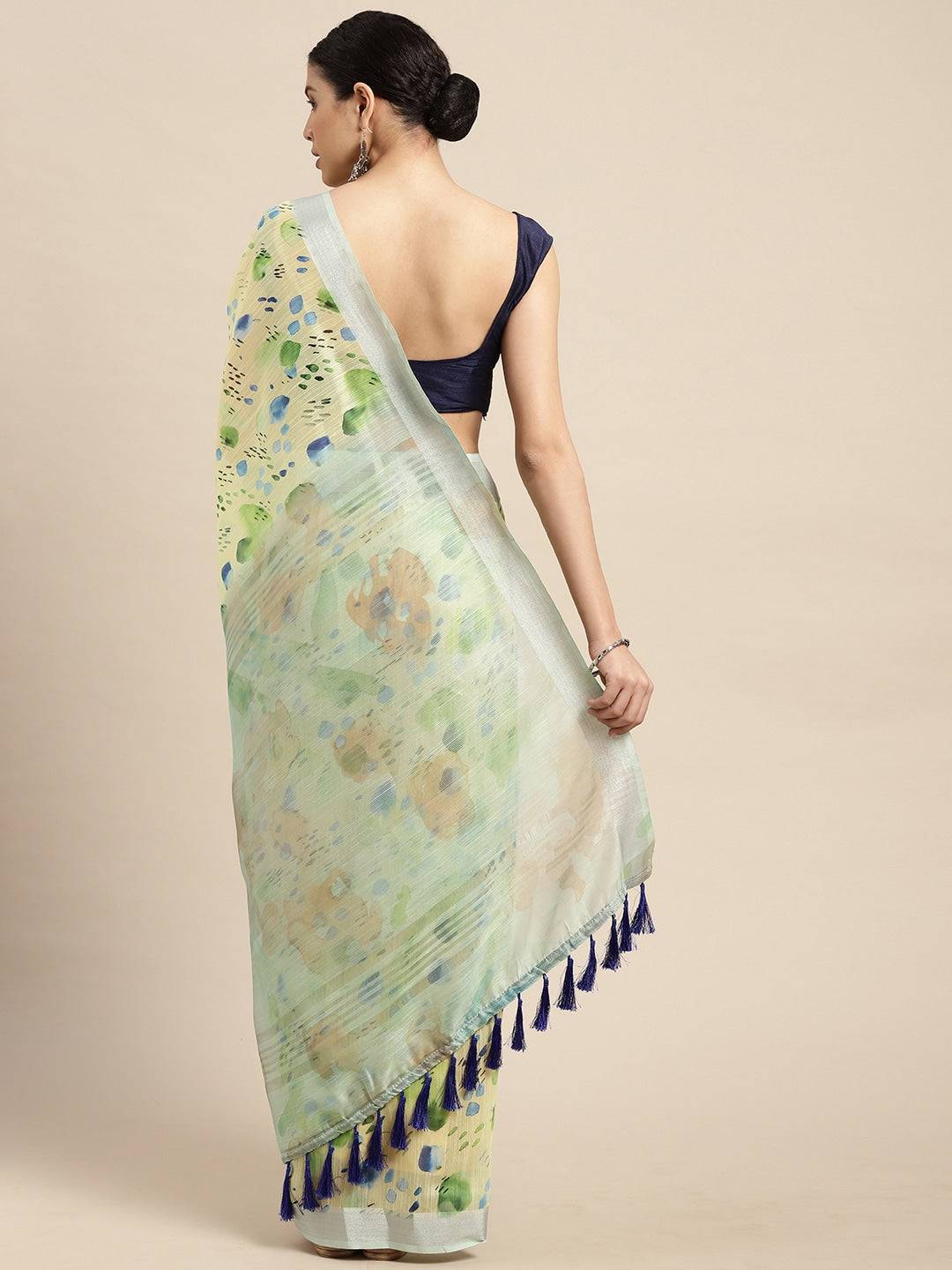 Digital Flower Print Desine Soft Linen Saree