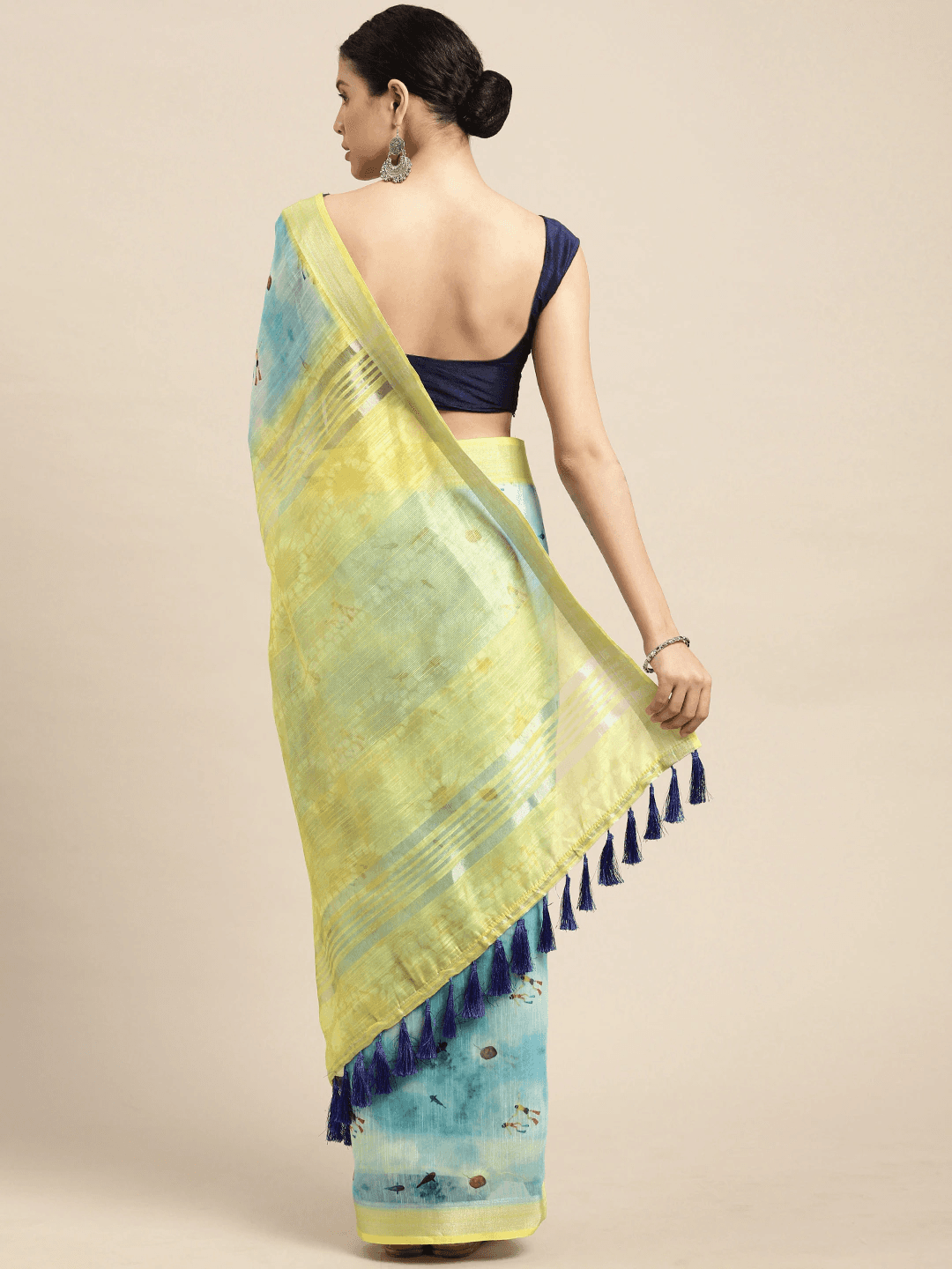 Digital Flower Print Desine Soft Linen Saree