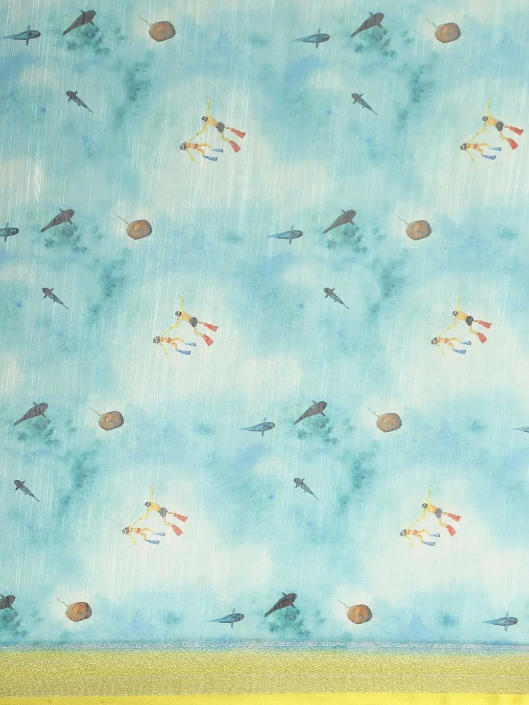 Digital Flower Print Desine Soft Linen Saree