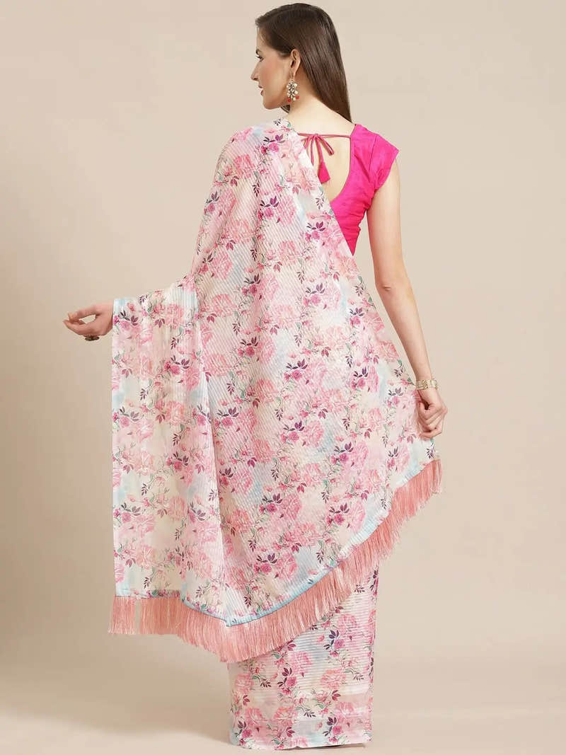 Stylish Poly Chiffon Floral Digital Print Saree