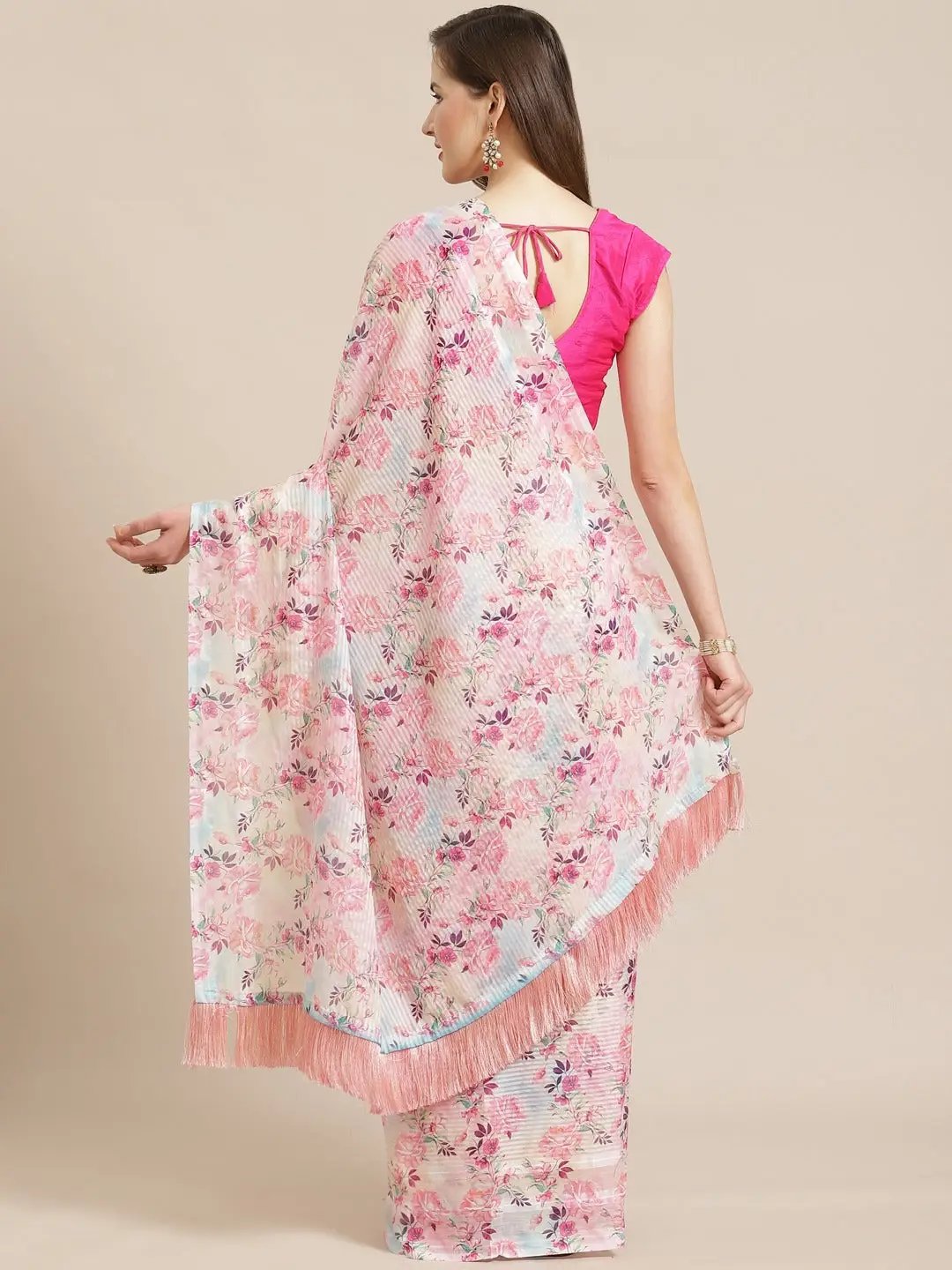 Vastranand Stylish Poly Chiffon Floral Digital Print Saree