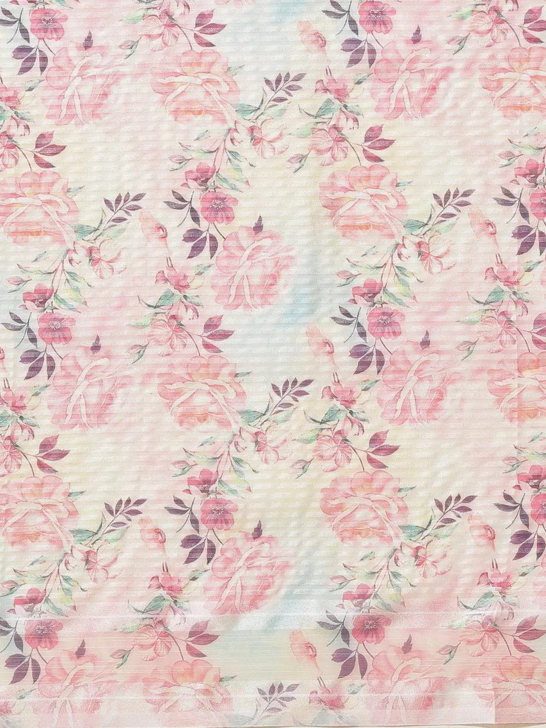 Vastranand Stylish Poly Chiffon Floral Digital Print Saree