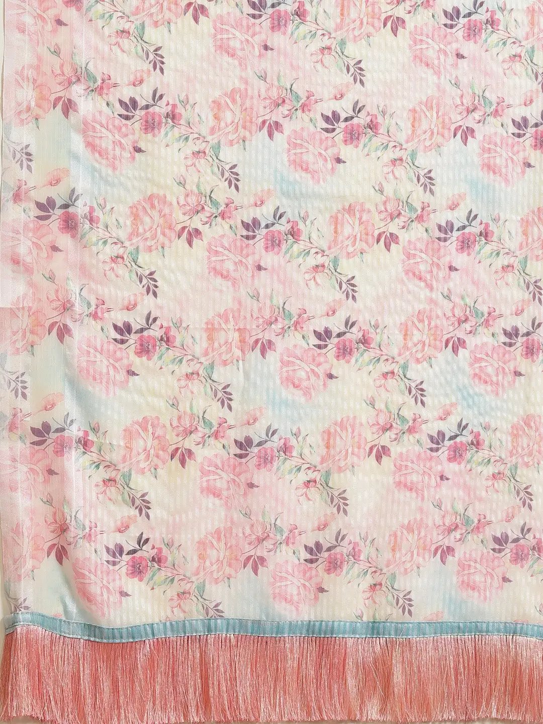 Vastranand Stylish Poly Chiffon Floral Digital Print Saree