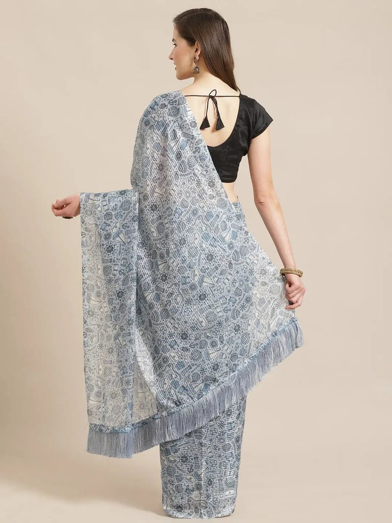 Buy At Vastranand Stylish Poly Chiffon Abstract Print Saree