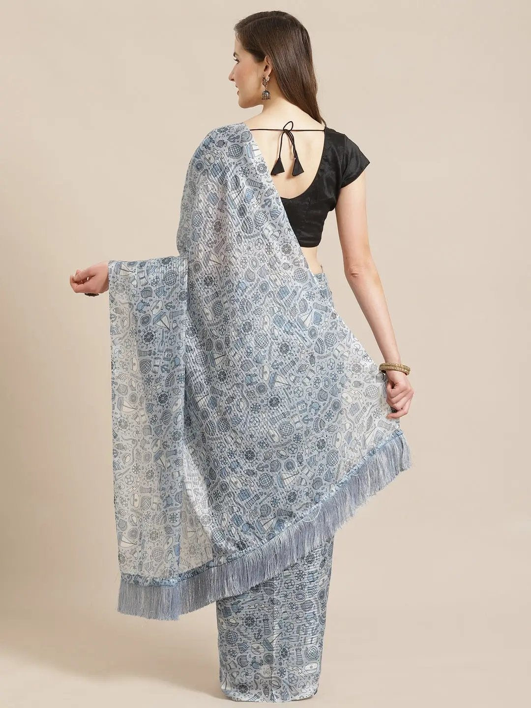 Buy At Vastranand Stylish Poly Chiffon Abstract Print Saree