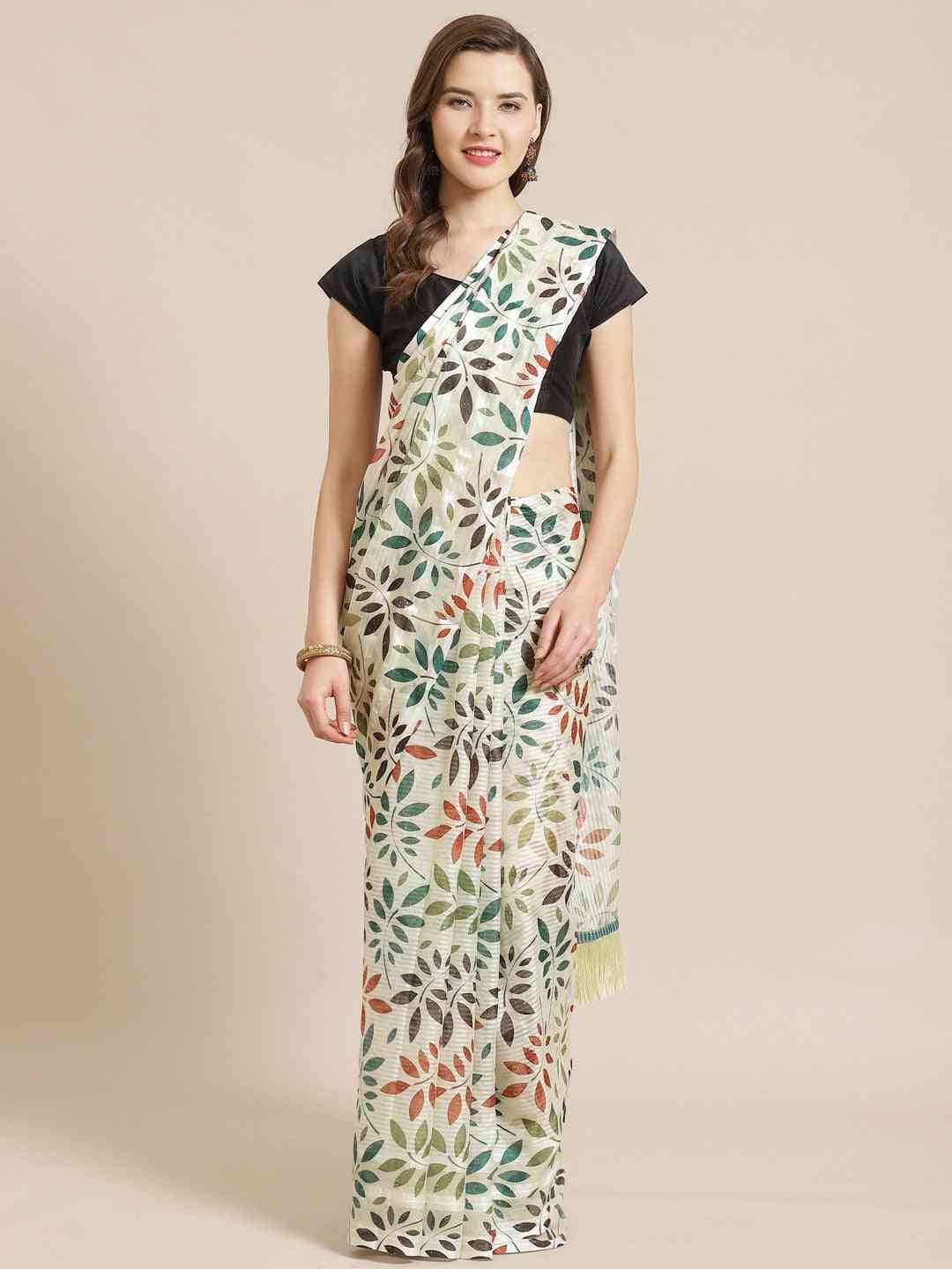 Vastranand Stylish Poly Chiffon Floral Digital Print Saree