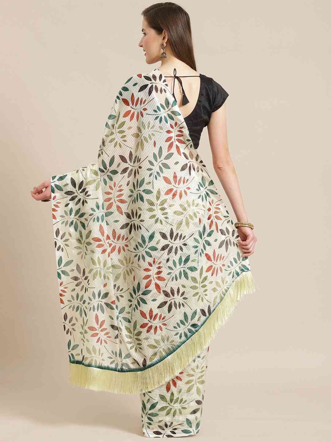 Vastranand Stylish Poly Chiffon Floral Digital Print Saree