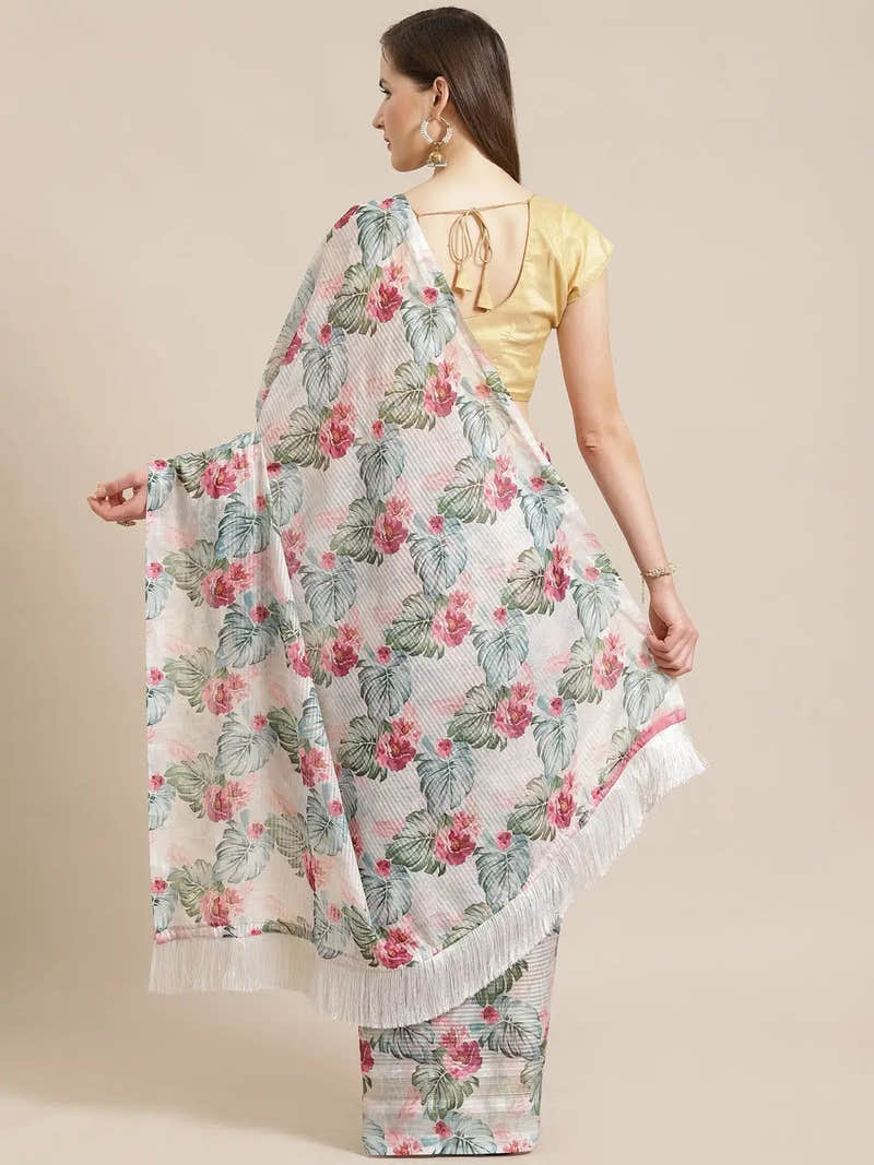 Stylish Poly Chiffon Floral Digital Print Saree