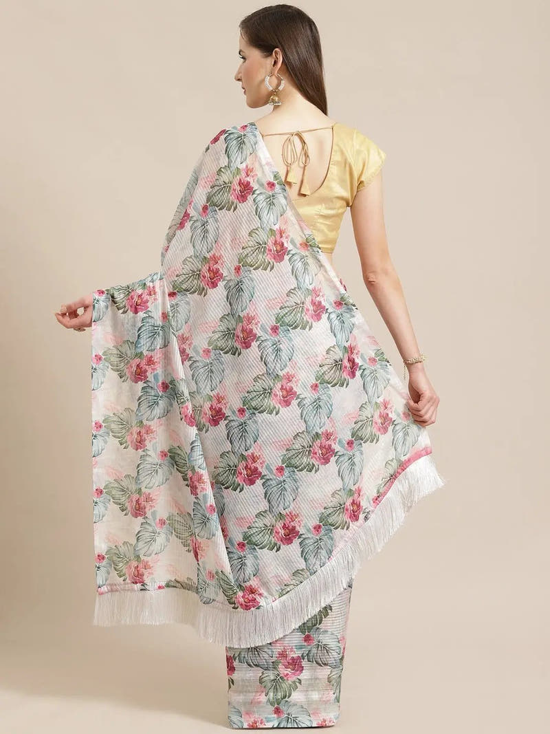 Exclusive Stylish Poly Chiffon Floral Digital Print Saree