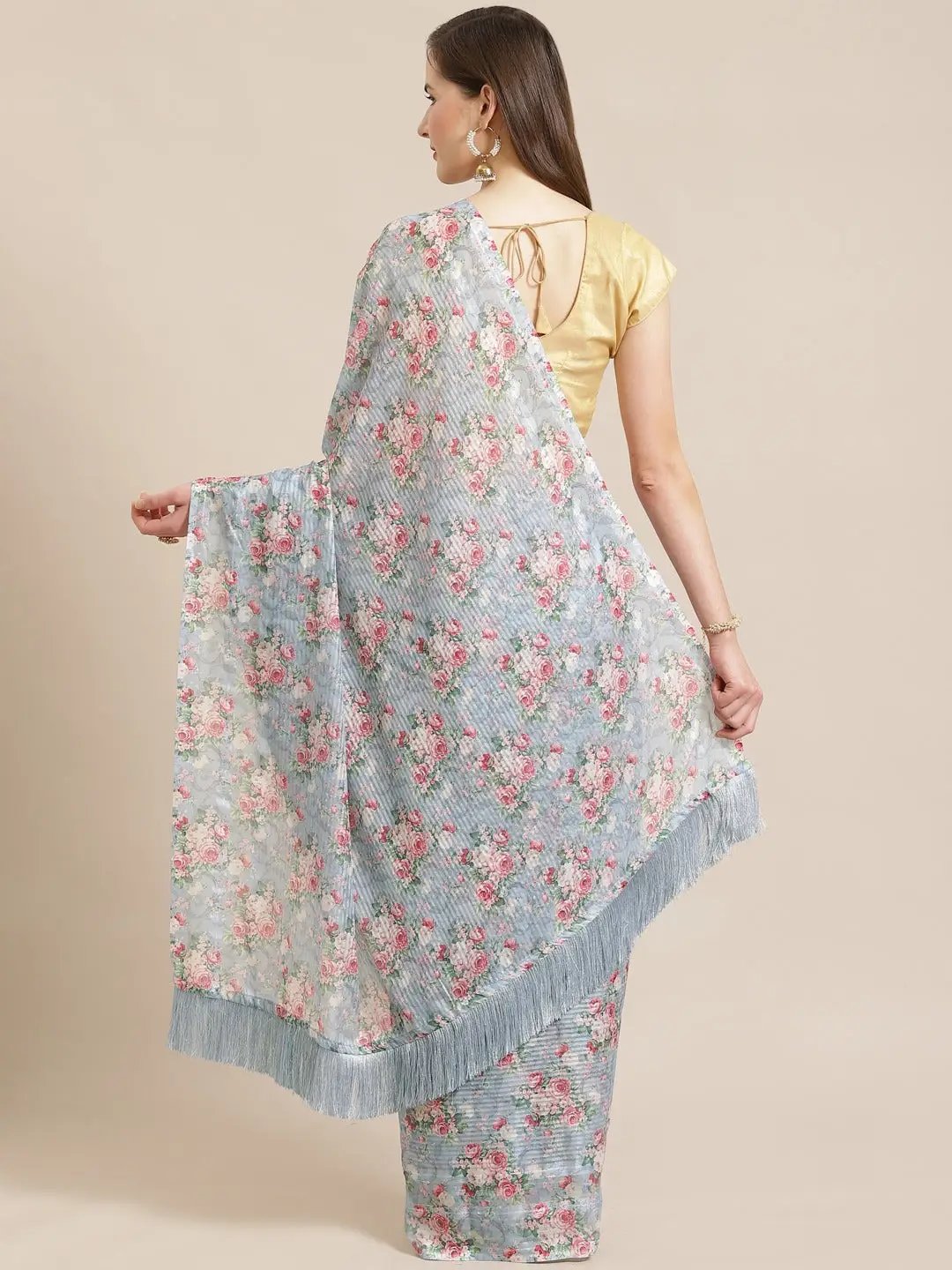 Vastranand Stylish Poly Chiffon Floral Digital Print Saree