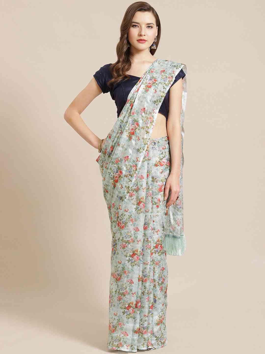 Vastranand Stylish Poly Chiffon Floral Digital Print Saree