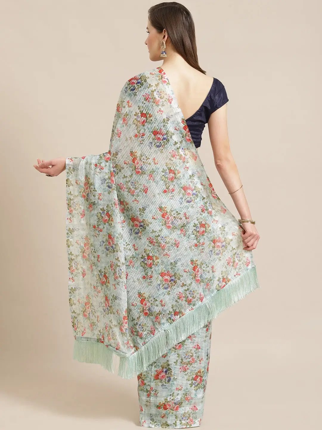 Vastranand Stylish Poly Chiffon Floral Digital Print Saree