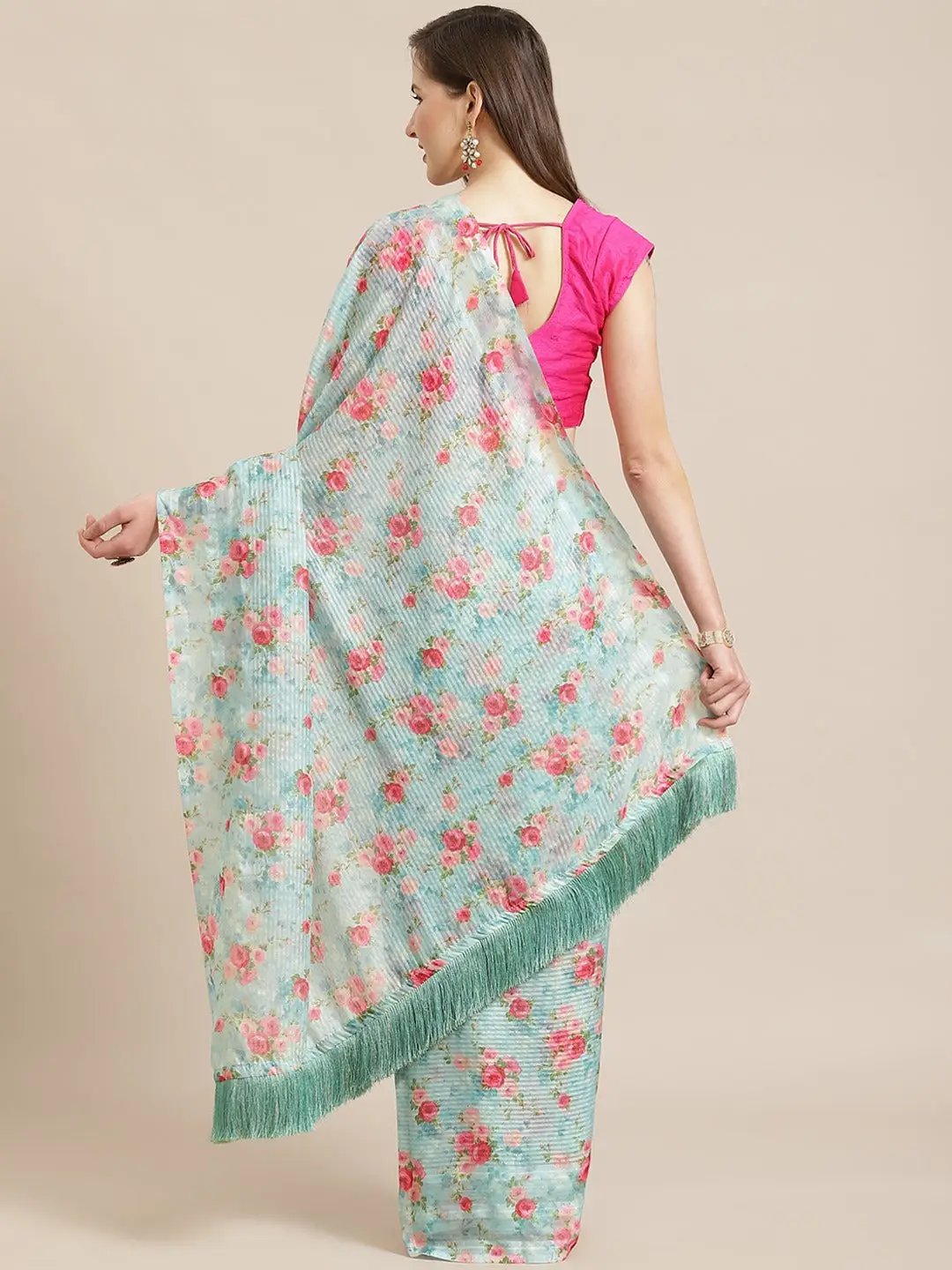 Stylish Poly Chiffon Floral Digital Print Saree