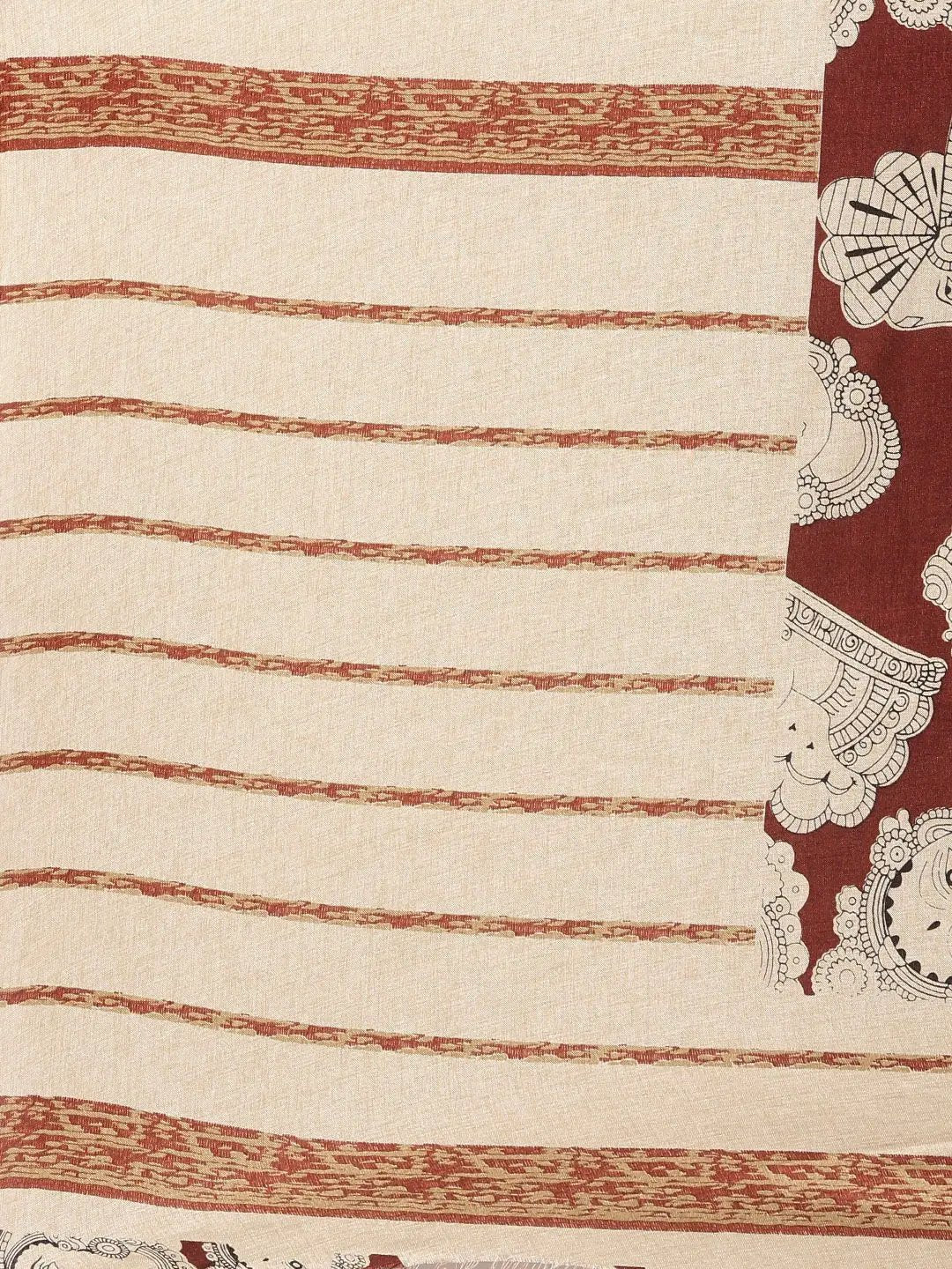 Stylish Linen Kalamkari Printed Chanderi Saree