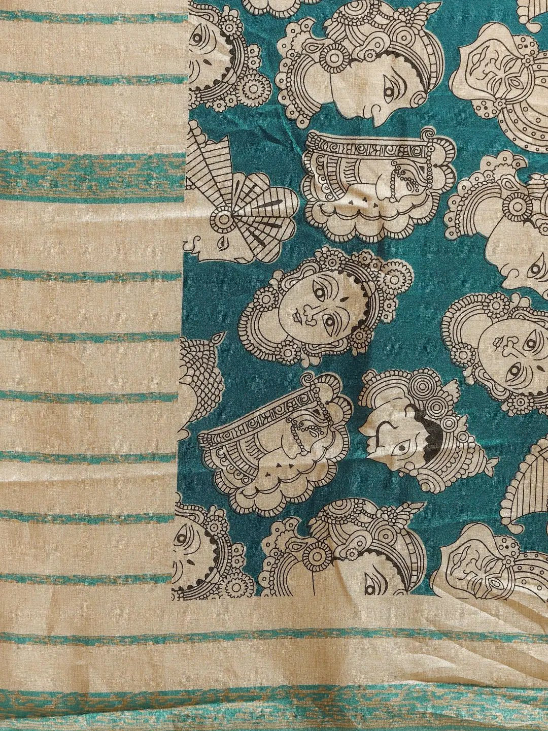 Exclusive Stylish Linen Kalamkari Printed Chanderi Saree