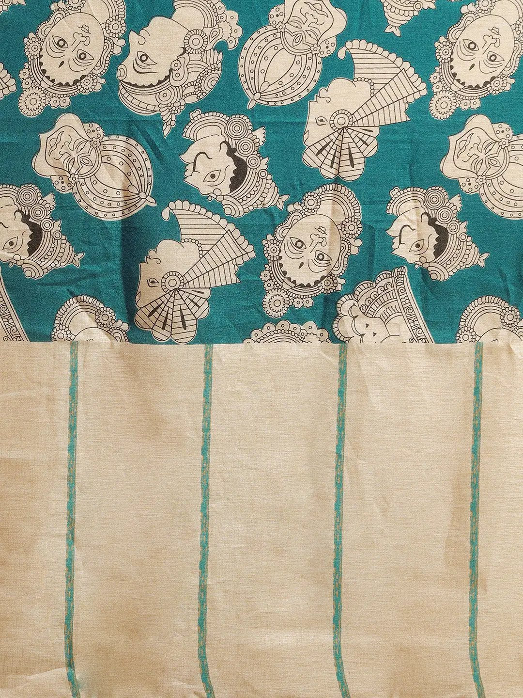 Exclusive Stylish Linen Kalamkari Printed Chanderi Saree