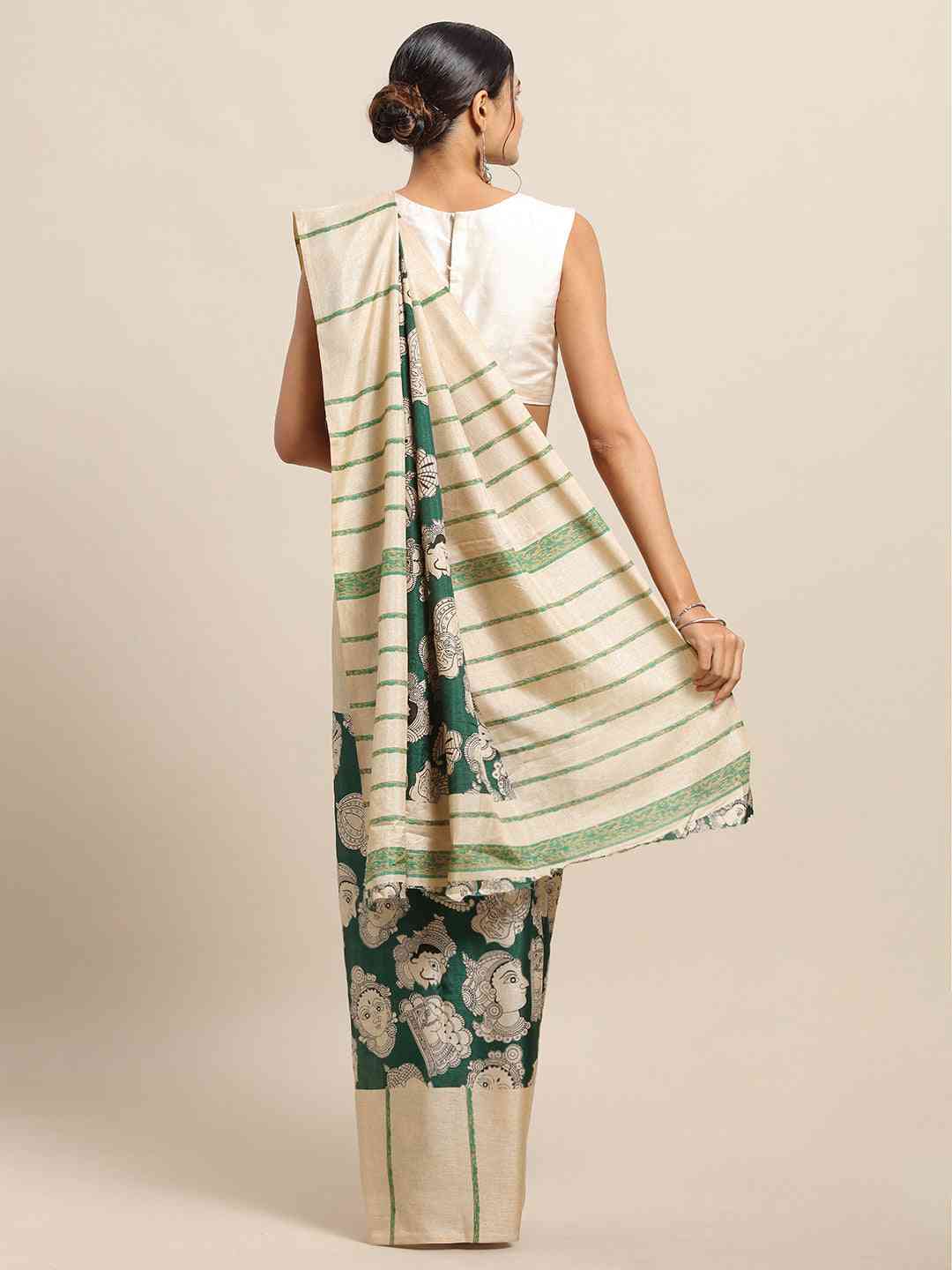 Exclusive Stylish Linen Kalamkari Printed Chanderi Saree