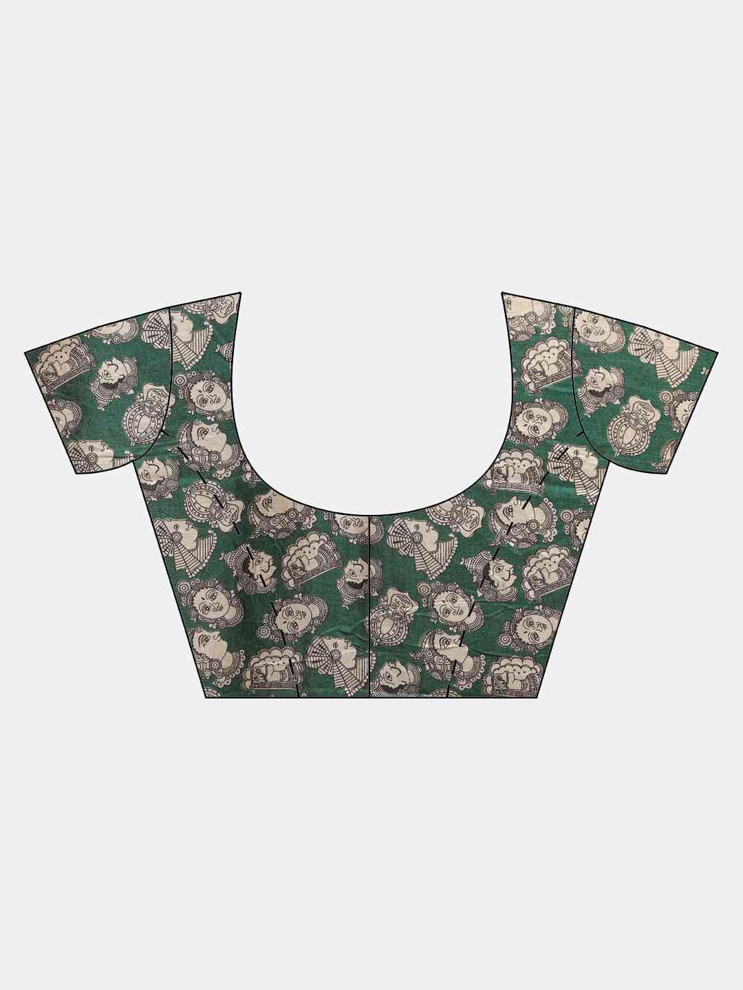 Exclusive Stylish Linen Kalamkari Printed Chanderi Saree