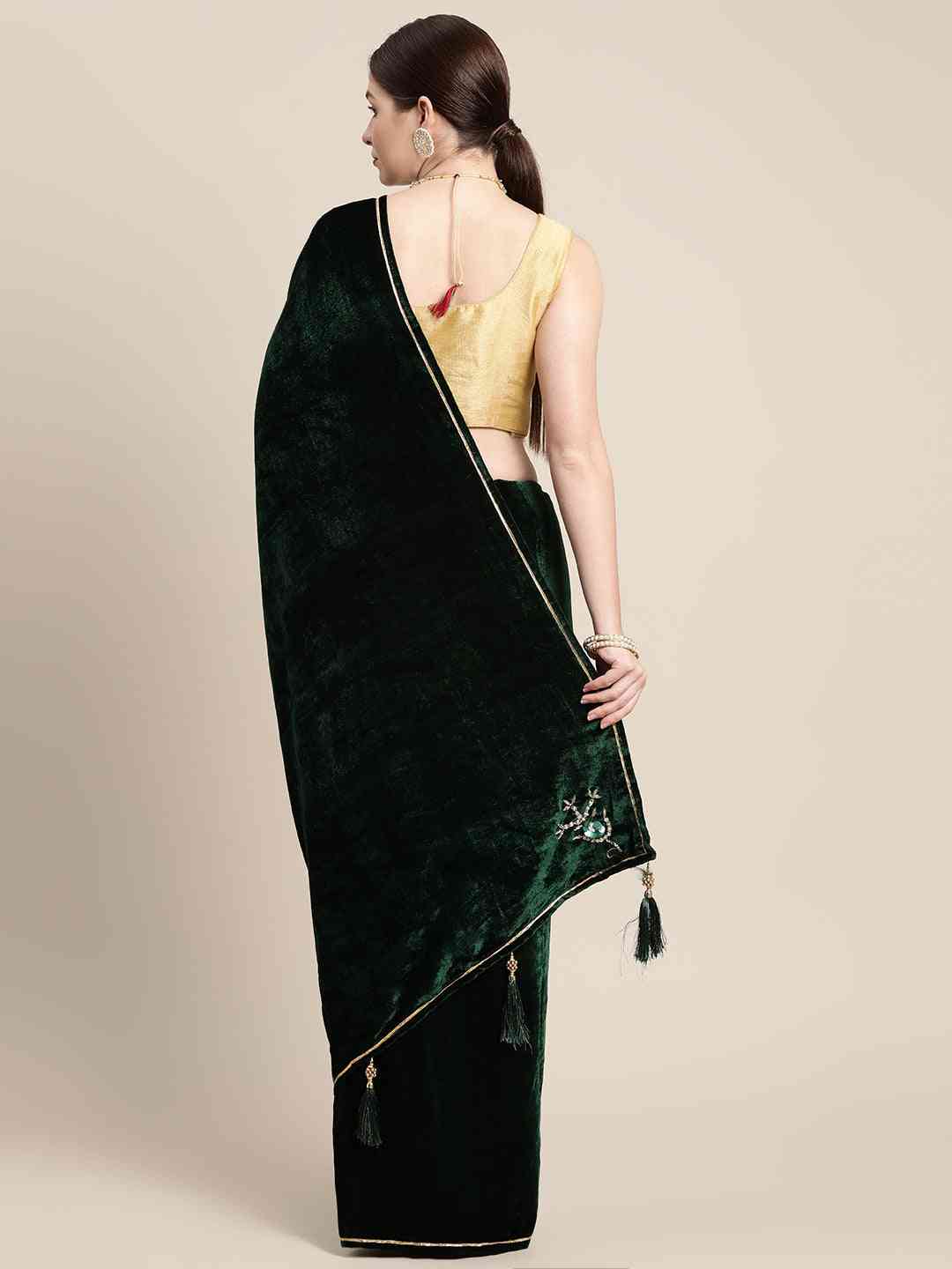 Beautiful Velvet Saree with Solid Border