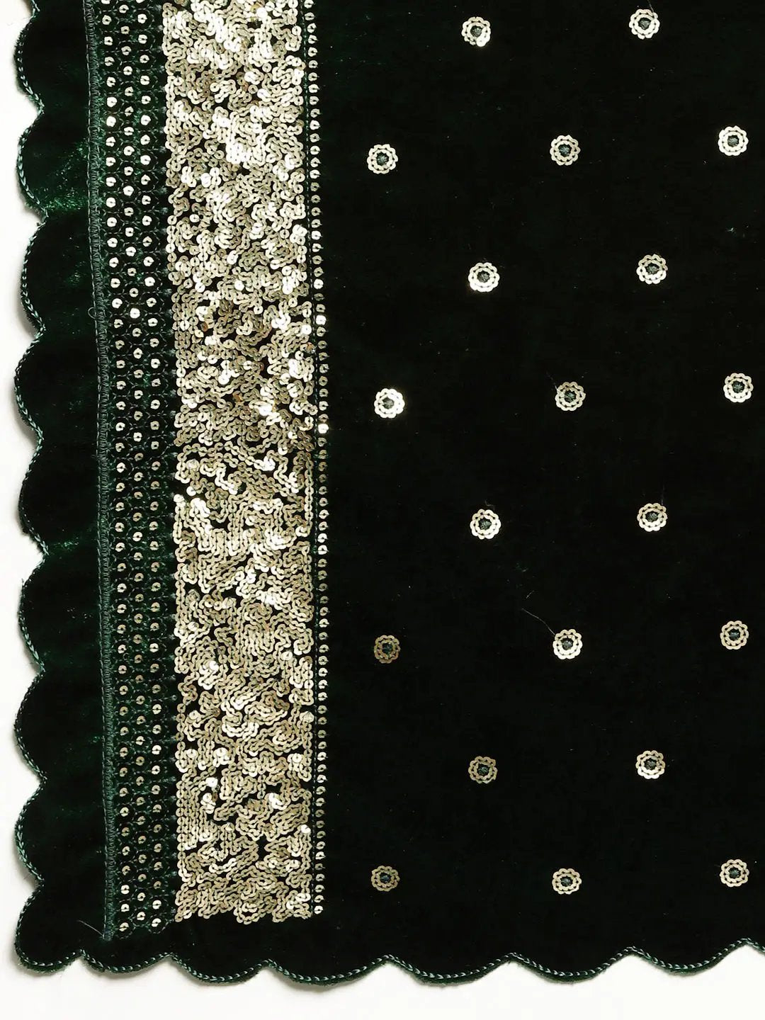 Green Colour Velvet Embroidered Sequinned Work Saree