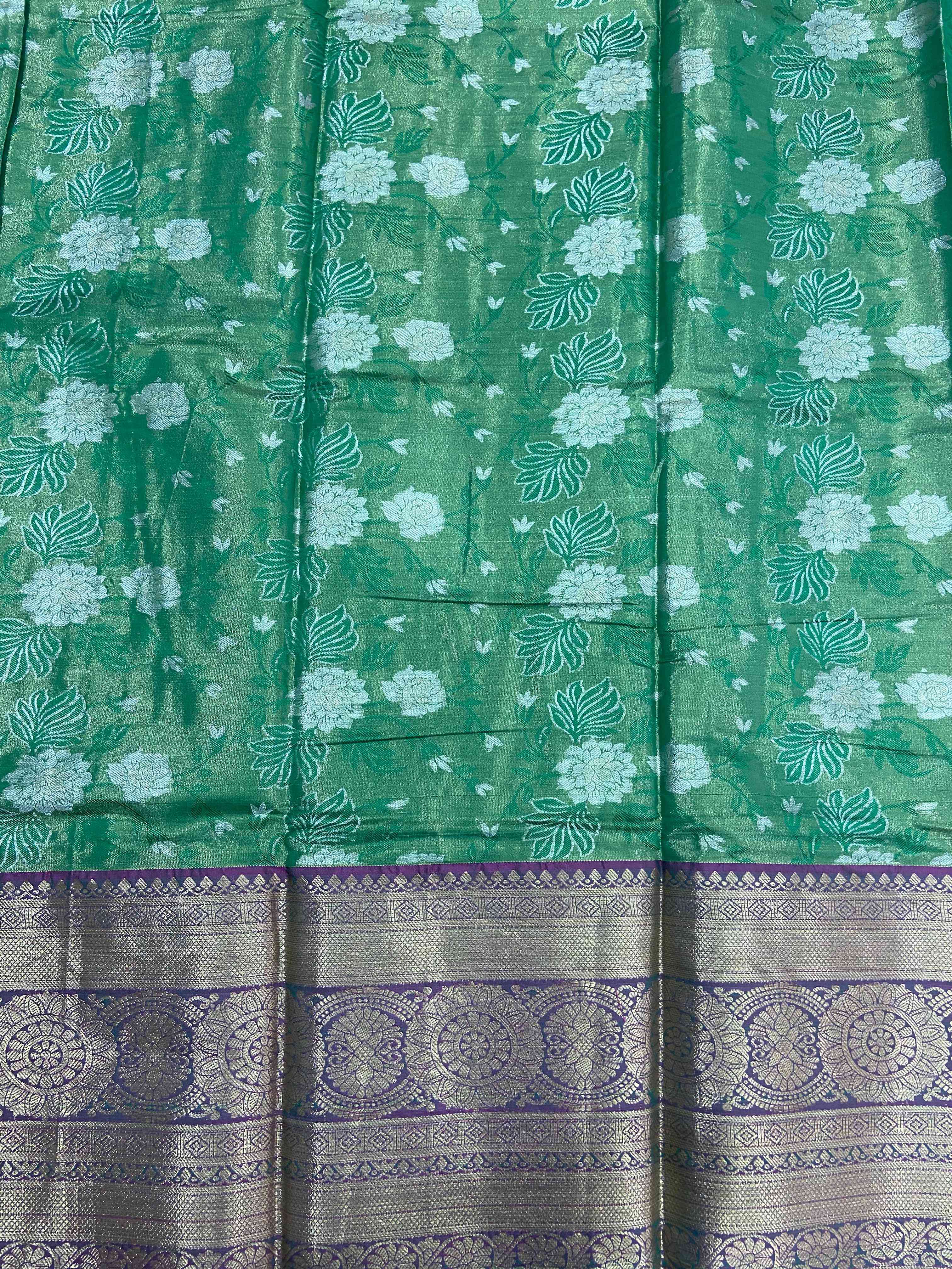 Green One Gram Gold Tissue Silk Saree